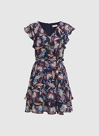 Floral Ruffle Chiffon Dress