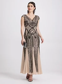 Sequin Fit & Flare Dress