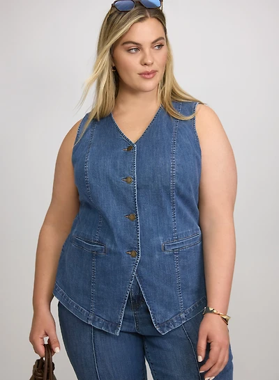 Blazer sans manches en denim