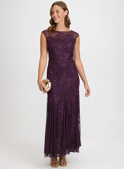 Floral Embroidered Tulle Dress