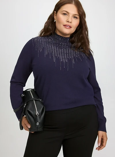 Cascading Rhinestone Sweater