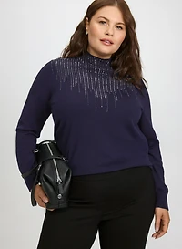 Cascading Rhinestone Sweater