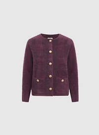 Plaid Brushed Knit Cardigan