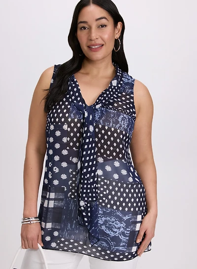 Blouse à motif mixte