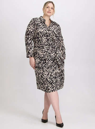 Abstract Tie-Waist Dress