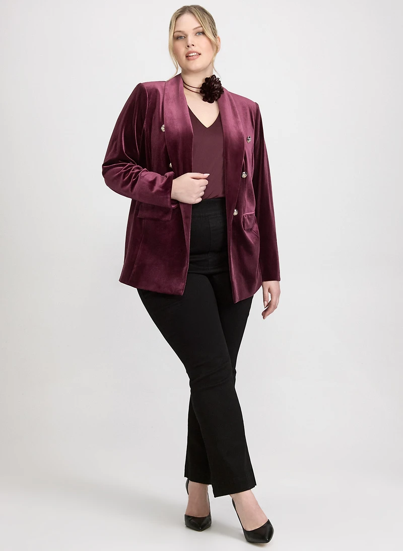 Velvet Jacket & Flare-Leg Jeans