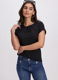 Cut-Out Script T-Shirt