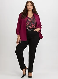 Twill 3/4 Sleeve Blazer & Slim-Leg Jeans