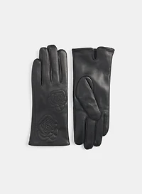 Gants floraux en cuir