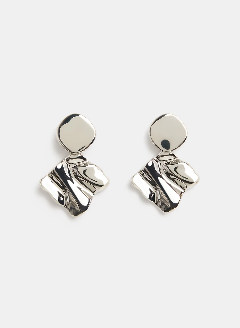 Textured Square Drop Earrings
