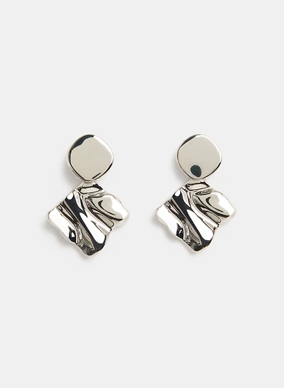 Textured Square Drop Earrings