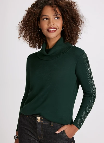 Rhinestone Trim Knit Sweater