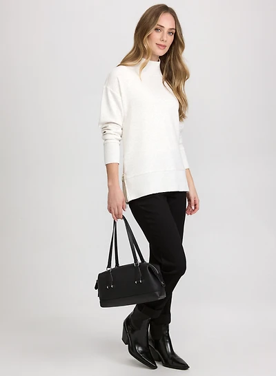 Knit Mock Neck Tunic Top & Straight-Leg Jeans