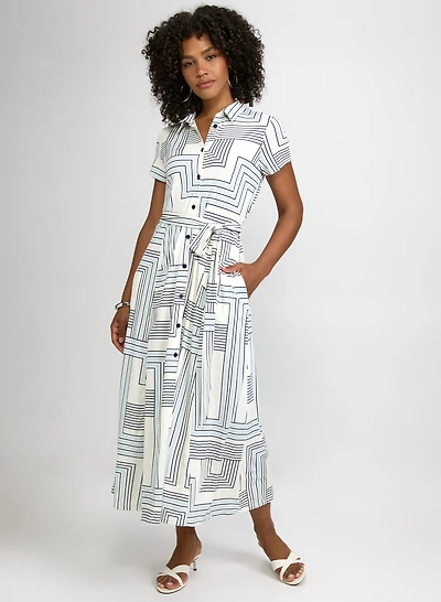 Geometric Print Midi Dress