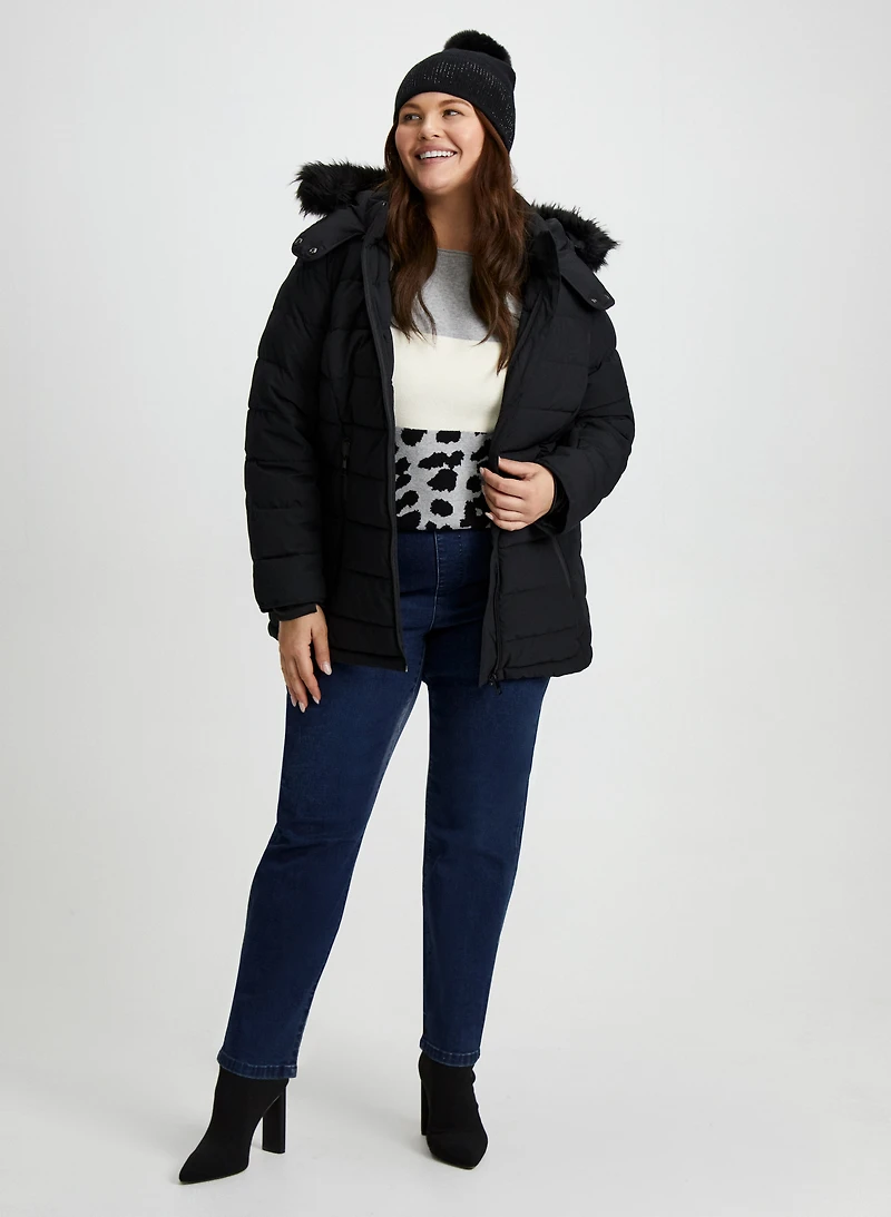 Manteau matelassé et jean à enfiler