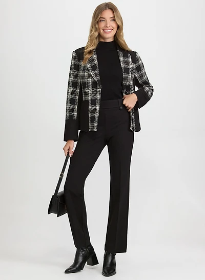 Plaid Tweed Jacket & Ava Straight-Leg Pants
