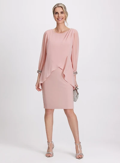 Embellished Chiffon Overlay Dress