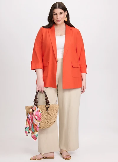 Linen-Blend Blazer & Olivia Wide-Leg Pants