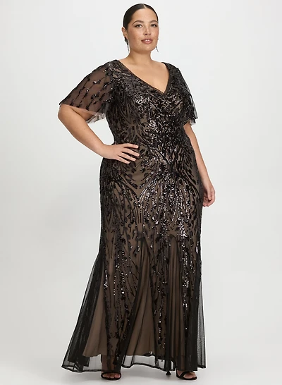 Sequin Embellished Floral Dress