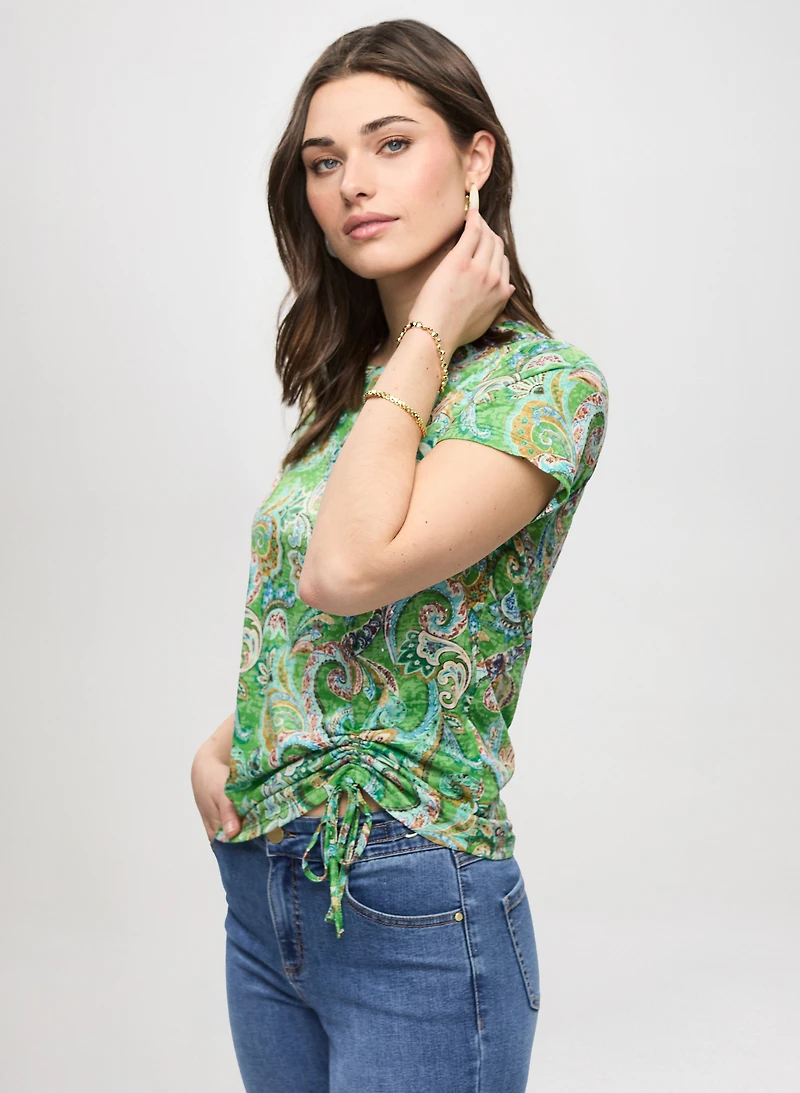T-shirt paisley avec cordons à nouer