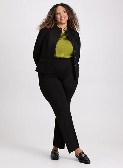 Veste boutonnée sans col et pantalon Sofia à jambe droite