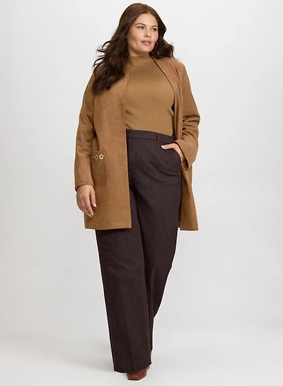 Faux-Suede Jacket & Olivia Wide-Leg Denim Pants