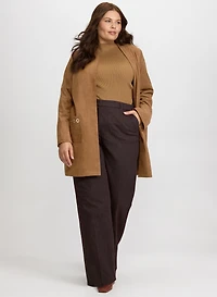 Faux-Suede Jacket & Olivia Wide-Leg Denim Pants