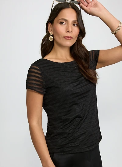 Striped Mesh Top