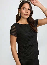 Striped Mesh Top