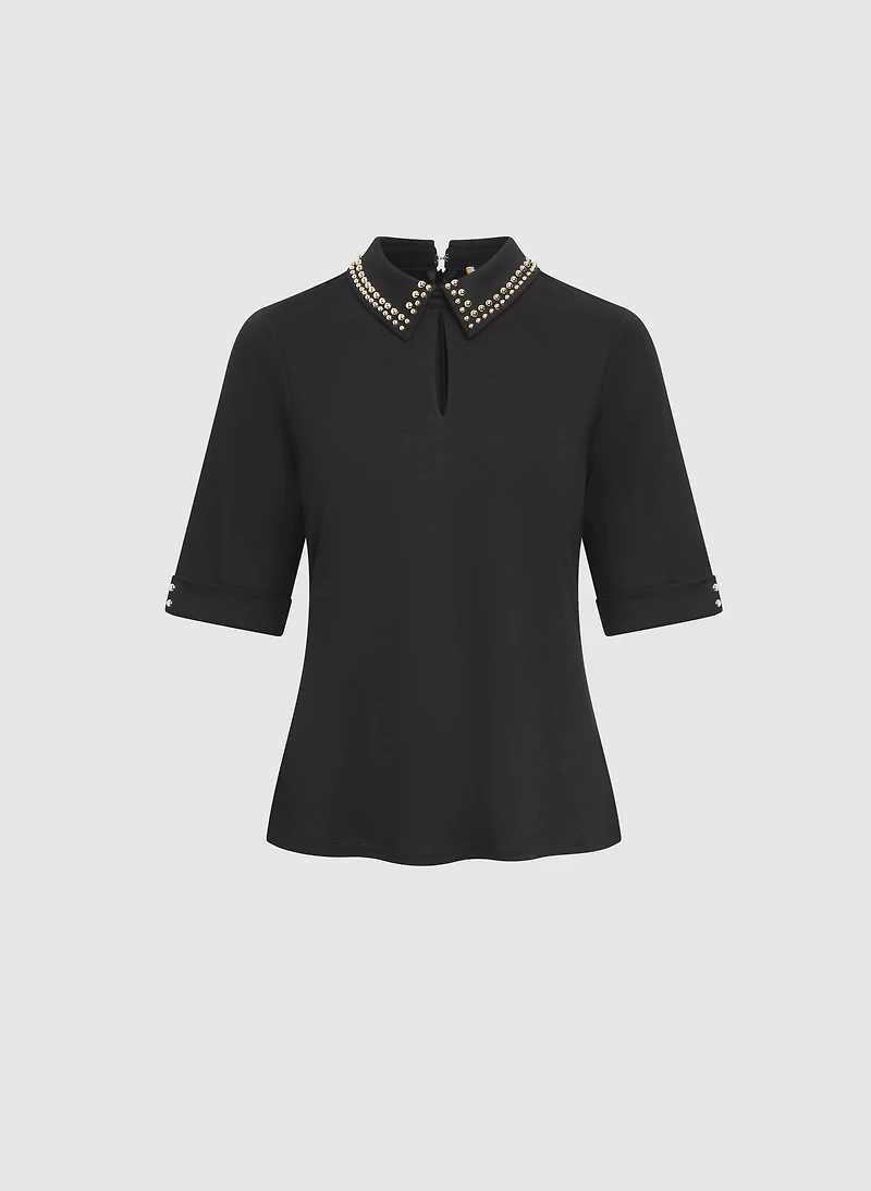 Embellished Collar Top