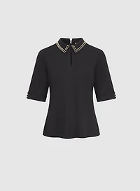 Embellished Collar Top