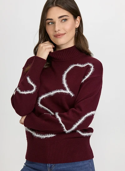 Sketched Floral Print Sweater