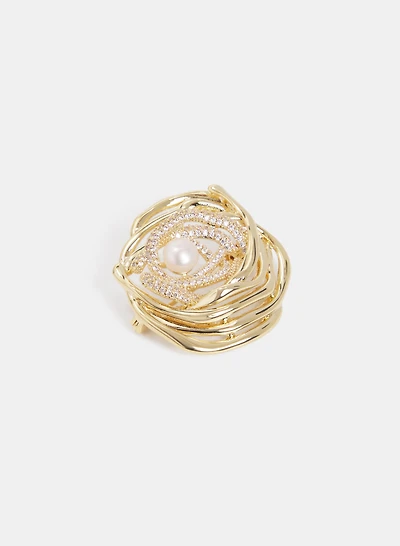 Crystal Floral Brooch