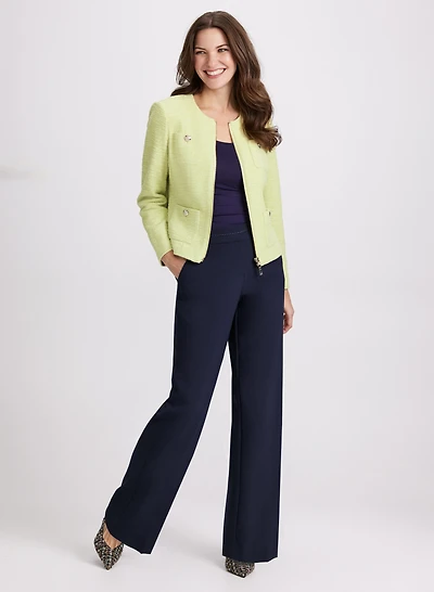 Tweed Jacket & Olivia Wide Leg Contrasting Trim Pants