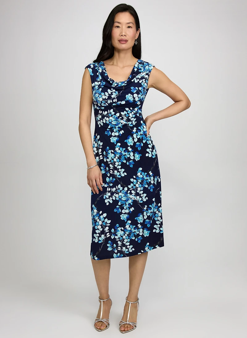 Floral Cowl Neck Dress