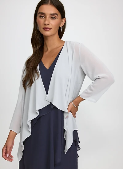 Boléro long réversible en chiffon
