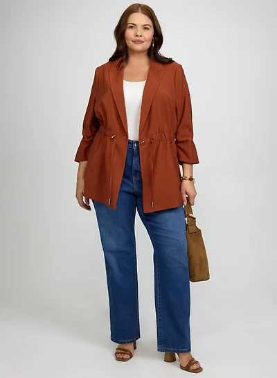 Drawstring Waist Blazer & Straight-Leg Jeans
