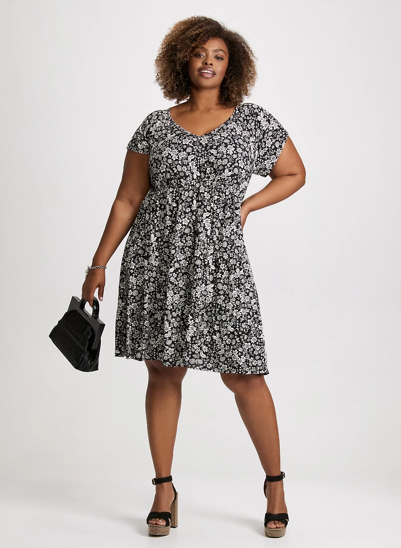 V-Neck Floral Dress