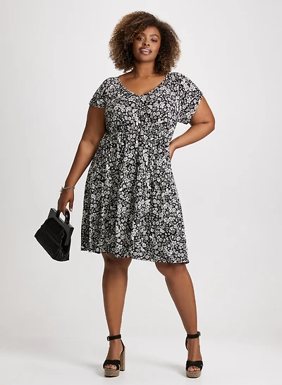V-Neck Floral Dress