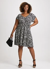 V-Neck Floral Dress