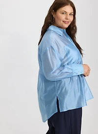 Satin Button-Down Blouse