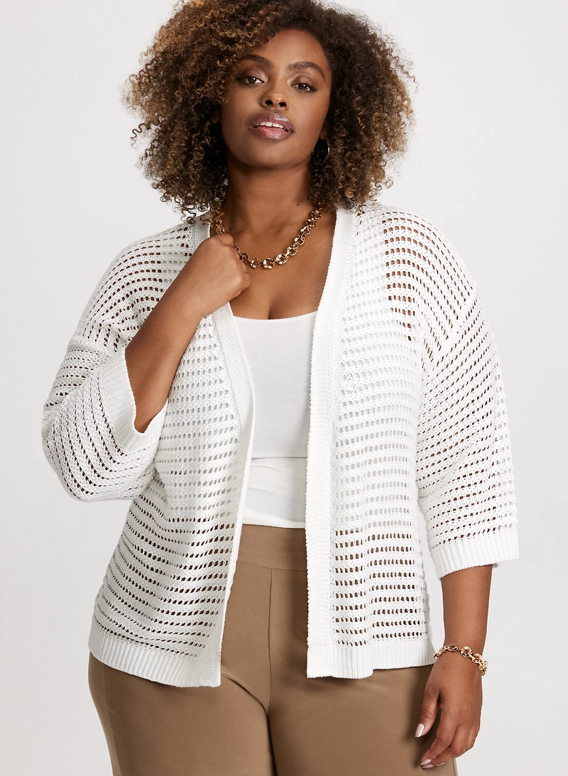 Cardigan court en maille ouverte