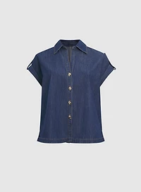 Denim Button-Down Blouse