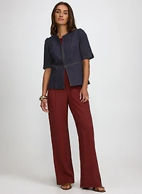 Blazer en denim et pantalon à enfiler à jambe large