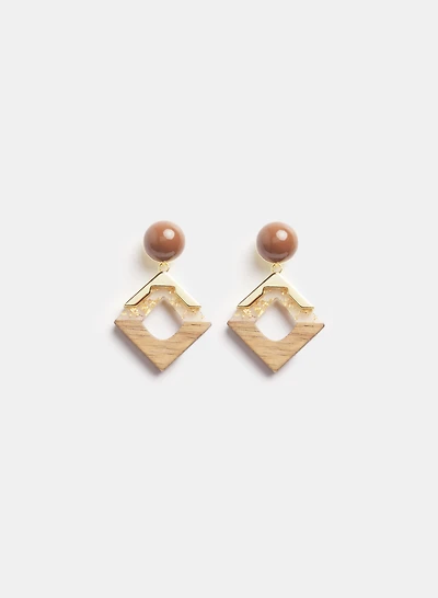 Boucles d'oreilles carrées en bois