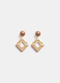 Boucles d'oreilles carrées en bois
