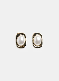 Rectangular Pearl Inset Earrings
