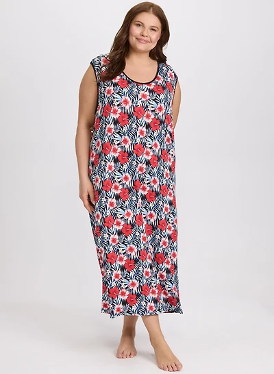 Robe de nuit à motif floral tropical
