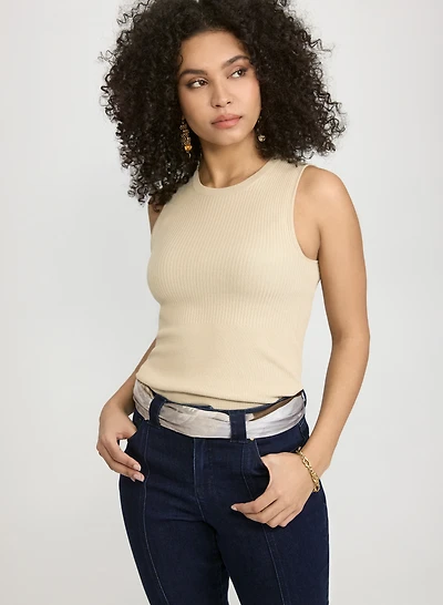 Sleeveless Ribbed Knit Top
