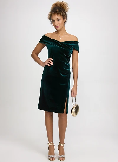 Off-The-Shoulder Velvet Dress